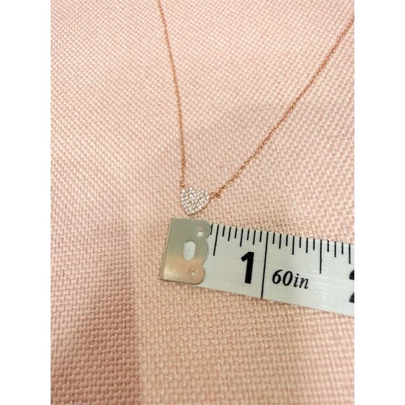 Fashion design Rose Gold plated 925 Heart Pendant Necklace cz Crystal gift - Picture 6 of 6